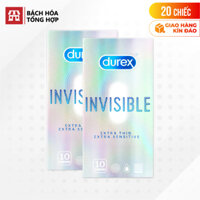 Hộp 10 cái Bao cao su Durex Invisible - Siêu mỏng, mềm mịn  - Bộ 2 - 20 cái