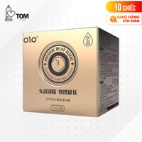 Hộp 10 cái Bao cao su OLO 0.01 Neo Physical Delay Sleeve - Siêu mỏng, gân gai, kéo dài thời gian, tăng nhiệt độ  - Bộ 1 hộp - 10 cái