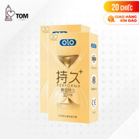 Hộp 10 cái Bao cao su OLO 0.01 Đồng Hồ Vàng - Kéo dài thời gian  - Bộ 2 hộp - 20 cái
