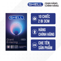 Hộp 10 cái Bao cao su Shell Giant Entering - Gân nổi, bi tăng 3cm - Bộ 1 hộp - 10 cái