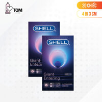 Hộp 10 cái Bao cao su Shell Giant Entering - Gân nổi, bi tăng 3cm - Bộ 2 hộp - 20 cái