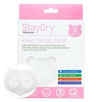 Hộp 10 cái khẩu trang y tế cho bé StayDry 3 lớp size S - Màu trắng