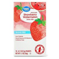 HỘP 10 GÓI BỘT PHA NƯỚC TRÁI CÂY Great Value Sugar-Free Powdered Drink Mix, 30g