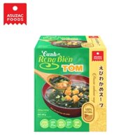 HỘP 10 GÓI CANH RONG BIỂN TÔM WAKAME SOUP SHRIMP ASUZAC FOODS 40 GRAM