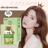 (Hộp 10 Gói) Dầu Gội Phủ Bạc Thảo Dược Không Gây Kích Ứng Da Đầu Lên Màu Đẹp Tự Nhiên Chỉ Sau 1 Lần Gội Tặng Kèm Bộ Dụng Cụ Nhuộm Tóc