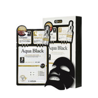 Hộp 10 Mặt nạ kiềm dầu - dưỡng trắng - săn chắc da 3bước Rainbow Laffair Aqua Black 280ml