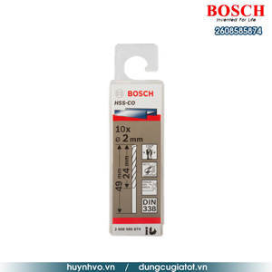 Hộp 10 mũi khoan Inox HSS-Co 2mm BOSCH 2608585874