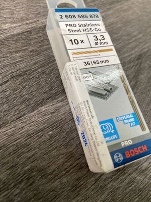 Hộp 10 mũi khoan Inox HSS-Co 3.3mm BOSCH 2608585878