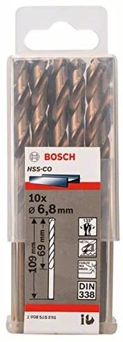Hộp 10 mũi khoan Inox HSS-Co 6.8mm Bosch 2608585891