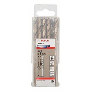 Hộp 10 mũi khoan Inox HSS-Co 7mm Bosch 2608585892