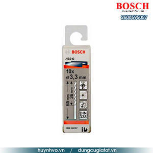 Hộp 10 mũi khoan sắt HSS-G 3.3mm Bosch 2608595057