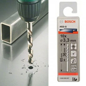 Hộp 10 mũi khoan sắt HSS-G 3.3mm Bosch 2608595057