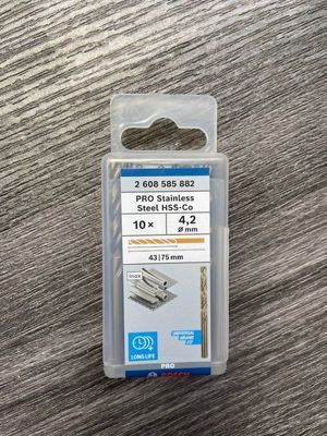 Hộp 10 Mũi khoan sắt và inox HSS-Co Bosch 2608585882 4.2mm