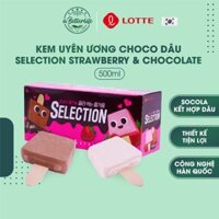 Hộp 10 que kem uyên ương choco dâu Hàn Quốc Lotte Selection Chocolate & Strawberry 500ML ABetterLife