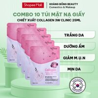 Hộp 10 Túi Mặt Nạ Giấy Dưỡng Da Collagen HOLIKEY Hàn Quốc 25mlx10 Làm Căng & Trắng Da Mềm Mịn Da