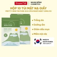 Hộp 10 Túi Mặt Nạ Giấy Trắng Da Rau Má PRETTY SKIN Hàn Quốc The Pure Jeju Cica Mask Sheet 25ml