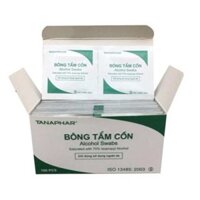 Hộp 100 bông tẩm cồn ALCOHOL SWABS sát khuẩn sát trùng các vết thương đảm bảo an toàn sức khỏe cho người dùng