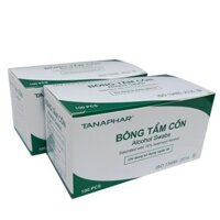 Hộp 100 bông tẩm cồn Tanaphar ALCOHOL SWABS sát khuẩn sát trùng vết thương bảo vệ cho da của bạn an toàn sức khỏe