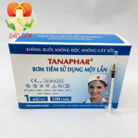 [Hộp 100 chiếc] Bơm tiêm 1ml sử dụng một lần, Bơm kim tiêm ống chích sử dụng 1 lần 1ml tiệt trùng Tanaphar 26G
