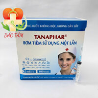 [Hộp 100 chiếc] Bơm tiêm 5ml sử dụng một lần, Hộp bơm kim tiêm 5ml ống chích sử dụng 1 lần tiệt trùng Tanaphar 23g - 25g