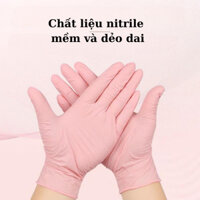 Hộp 100 Chiếc Găng Tay Cao Su, Bao Tay Cao Su Màu Hồng Siêu Dai, Đàn Hồi Đầu Ngón Tay Có Nhám Không Bột An Toàn
