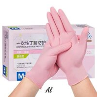 Hộp 100 Chiếc Găng Tay Cao Su, Bao Tay Cao Su Màu Hồng Siêu Dai, Đàn Hồi Đầu Ngón Tay Có Nhám Không Bột An Toàn H89