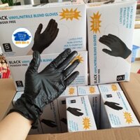 Hộp 100 Chiếc Găng Tay Đen Cao Su Không Bột Bao Tay Cao Su Đen Nhám Làm Tóc Thẩm Mỹ Spa Phun Xăm