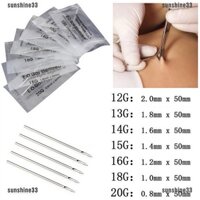 [Hộp 100 Chiếc] Kim cứng xỏ khuyên 20G 18G 16G 15G 14G 13G 12G chất liệu thép y tế chuyên dụng dùng 1 lần