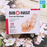 Hộp 100 miếng Băng y tế cá nhân AID FIRST băng keo gâu chống nước và tiệt trùng - HS Shop Thủ Đức