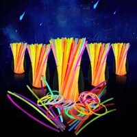 Hộp 100 Que Phát Sáng kèm đầu nối tạo vòng, 6-8 màu vòng tay Dạ Quang nhiều màu ngầu nhiễn - FETO