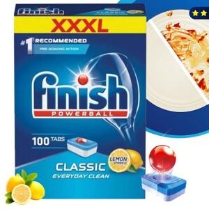 Hộp 100 viên rửa chén Finish Classic Dishwasher Tablets Lemon Sparkle QT025446 - hương chanh