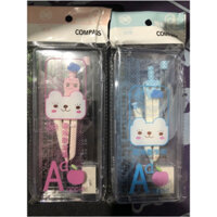 Hộp 12 Bộ Compa Nhựa Eke Thước Kẻ Kèm Ngòi Chì Kim Đẹp Cao Cấp