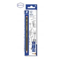 Hộp 12 bút chì Staedtler 120 HB, 2B (bút sọc vàng đen) - Tặng tẩy chì Staedtler