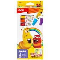 Hộp 12 Bút Màu Sáp Dầu Larva - Deli EC201-12