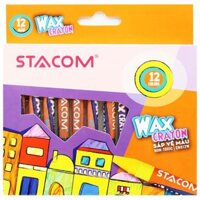 Hộp 12 Bút Sáp Màu Wax Crayon - Stacom CR012W