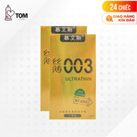 Hộp 12 cái Bao cao su Muaisi 0.03 Ultrathin Vàng - Siêu mỏng, có hạt - Bộ 2 hộp - 24 cái