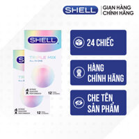 Hộp 12 cái Bao cao su Shell Triple Mix - Siêu mỏng, mát lạnh, gân gai  - Bộ 2 - 24 cái