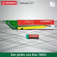 Hộp 12 cây bút chì gỗ STABILO Schwan 317 (xanh) + tẩy ER198 (PC317/12-2B+)