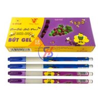Hộp 12 Cây Bút Gel Bee-39 0.5mm Gstar Mực Xanh, Tím Đậm, Thơm Hương Nho