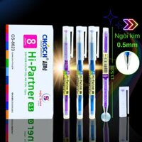 Hộp 12 Cây Bút Gel Chosch CS-8623 Ngòi Kim Nhỏ 0.5mm (Mực Xanh/Tím), Bút Gel CHOSCH 8623 Luyện Chữ Đẹp, Màu Mực Đậm, Nhanh Khô