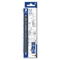 Hộp 12 chiếc bút chì Đức STAEDTLER Noris 120 2B/HB (sọc vàng đen) hàng xịn  - Văn phòng phẩm TNT.JCS