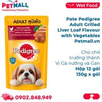 Hộp 12 Gói 130G - Pate Pedigree Adult Grilled Liver Loaf Flavour with Vegetables - Vị gà nướng và gan, cho chó trưởng thành Petmall