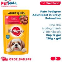Hộp 12 Gói 130G - Pate Pedigree Adult Beef in Gravy - Vị bò nấu sốt, cho chó trưởng thành Petmall