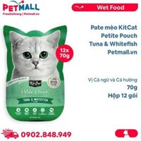 Hộp 12 Gói 70G - Pate mèo KitCat Petite Pouch Tuna & Whitefish - Vị Cá ngừ và Cá hường Petmall