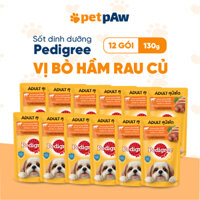 [HỘP 12 Gói] Pate Pedigree Cho Chó Trưởng Thành Vị Bò Hầm Rau Củ 12x130g
