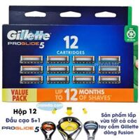 Hộp 12 lưỡi dao cạo râu Gillette Proglide5 (đầu cạo 5+1)