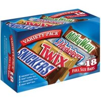 Hộp 18 thanh SNICKERS, TWIX, 3 MUSKETEERS & MILKY WAY Full Size Chocolate bill Mỹ