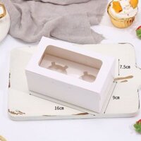 Hộp 2 bánh cupcake giấy trắng.