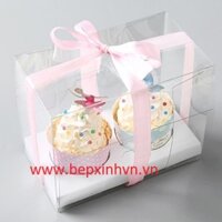 Hộp 2 bánh cupcake nhựa trong