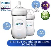 Hộp 2 Bình sữa Philips Avent Nhựa PP 260ml thiết kế mô phỏng tự nhiên SCF693/23 -Mẹ và Bé Unmei Avent